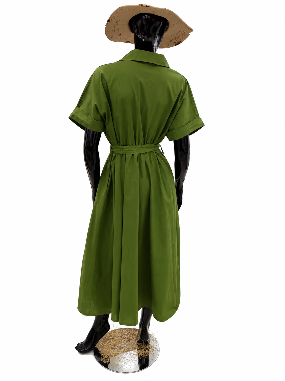 Rochie midi verde/roz made in Italy „Orvieto”