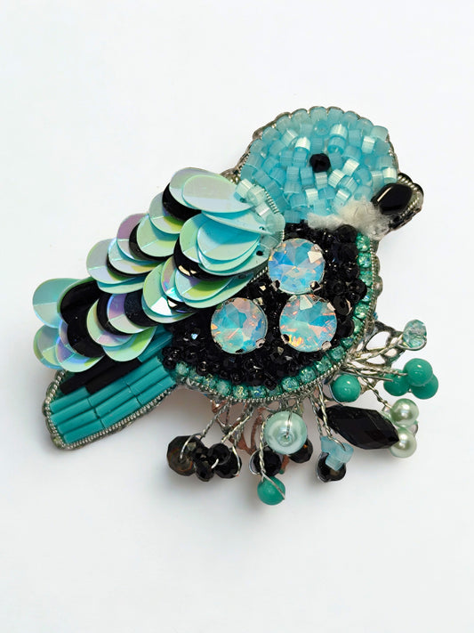 Brosa pasare lucrata manual – piesa unicat