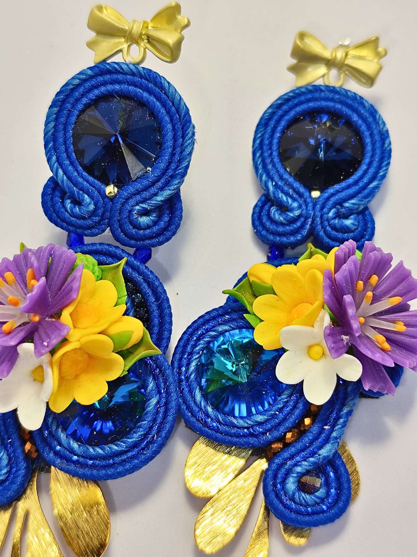 Cercei handmade în tehnica soutache „Garden in Blue” – piesă unicat