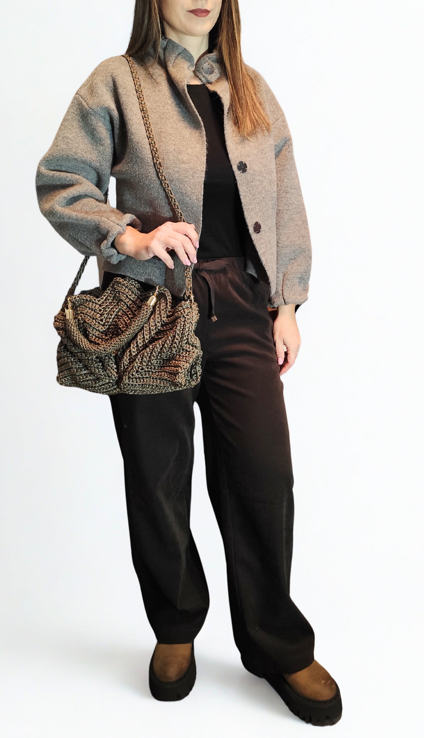 Geanta handmade „Terra”, cu design sculptural– piesa unicat