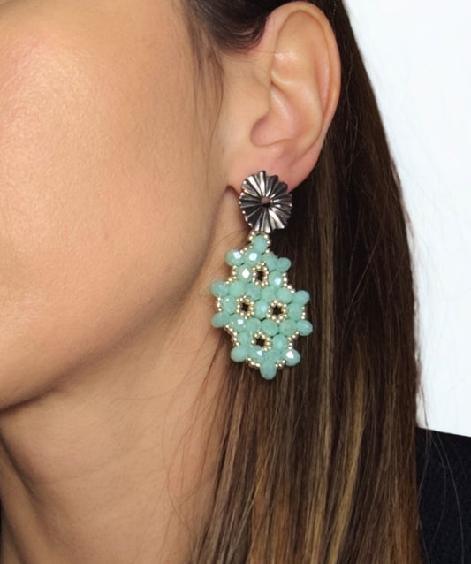 Cercei „Mint Glow” – piesa handmade, unicat