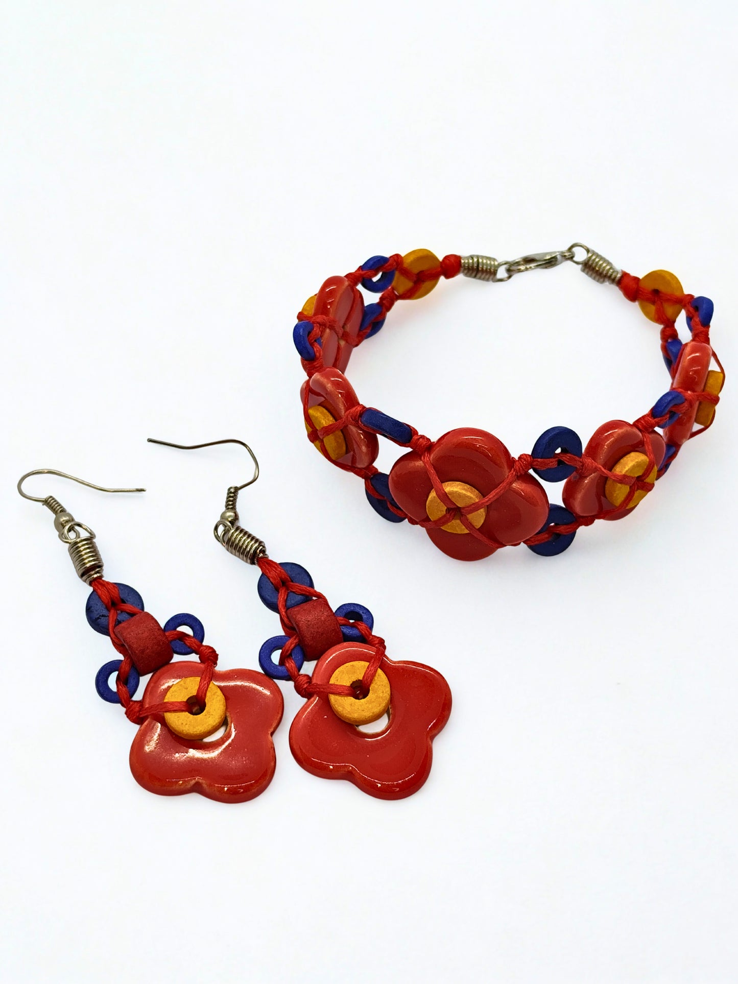 Set cercei + brățară handmade din ceramică „Ceramic Fiesta”