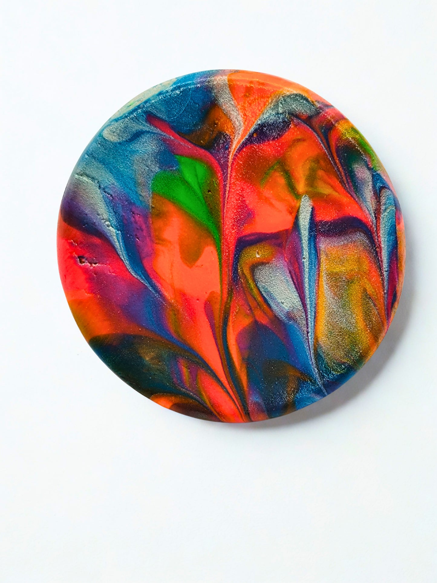 Broșă handmade din lut „Color Flow Circle”