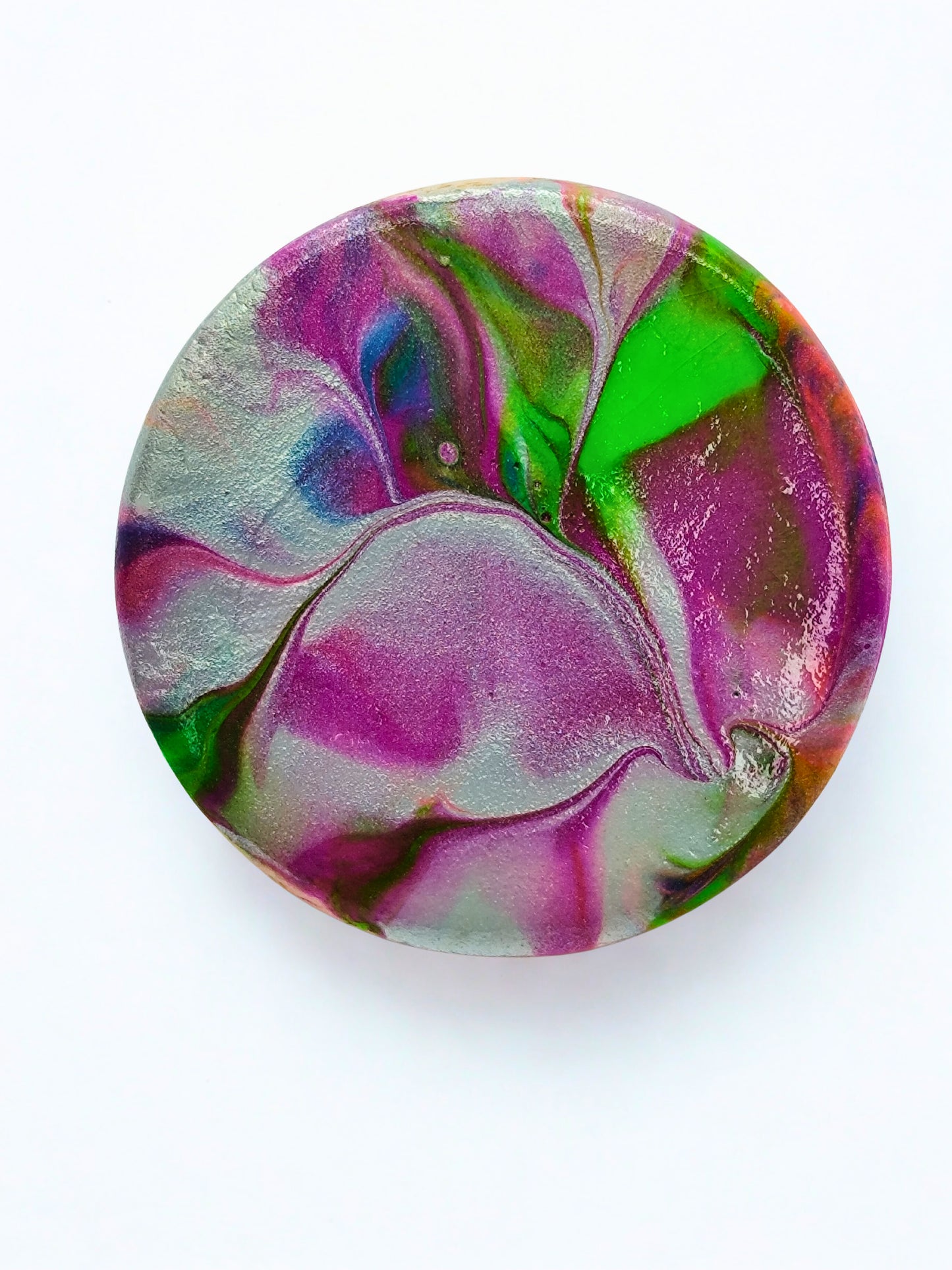 Broșă handmade din lut „Color Flow Circle”