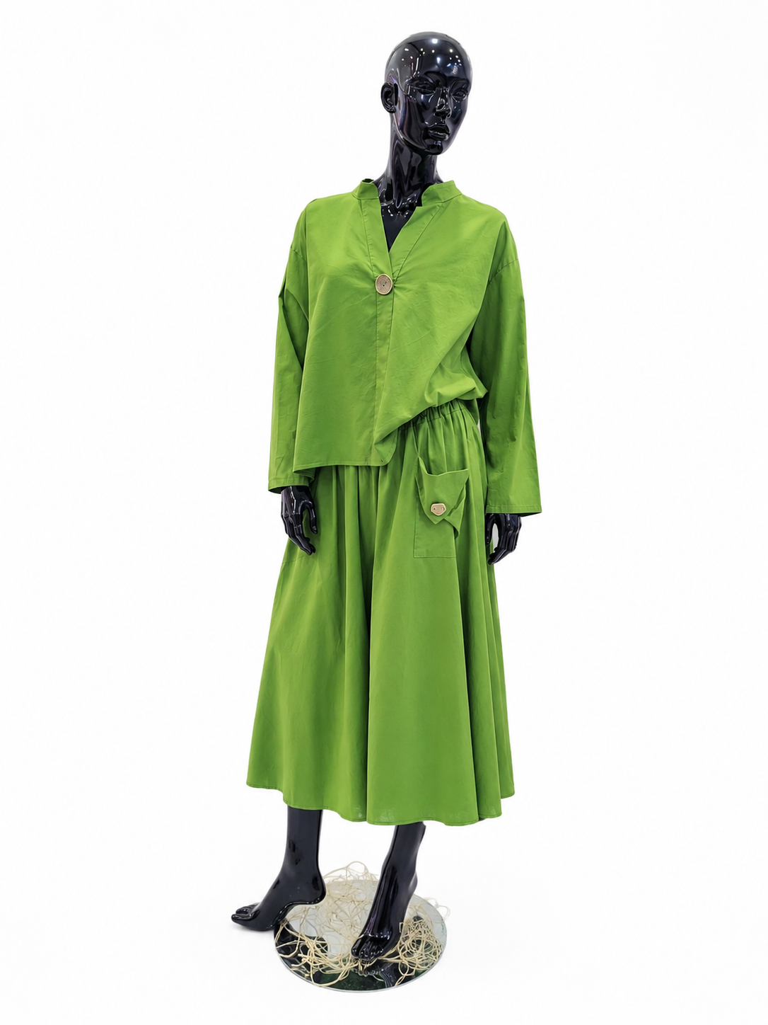Compleu bluză+ fustă verde „Mantova” - Made in Italy