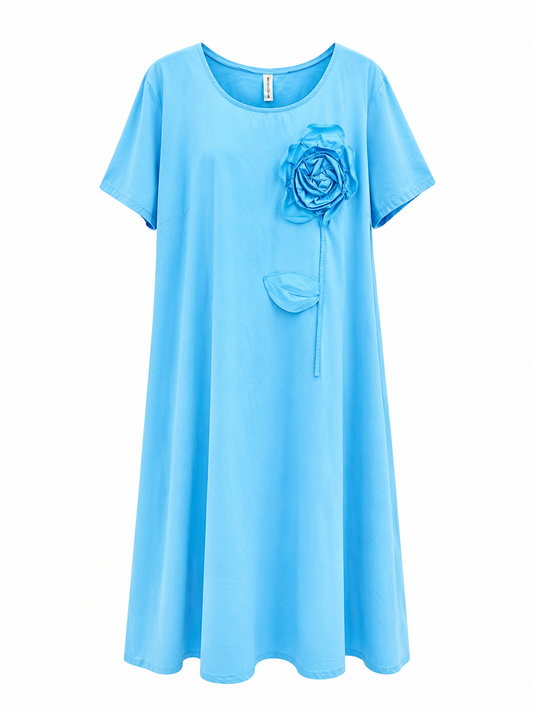 Rochie în nuanțe de albastru și roșu „Fiore”