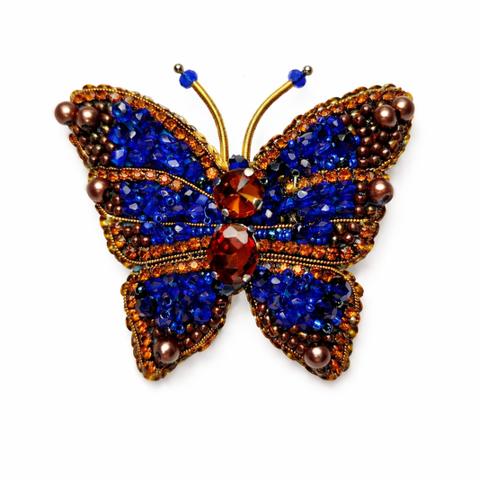 Broșă fluture brodată cu mărgele „Royal Wings” – Broșă Handmade