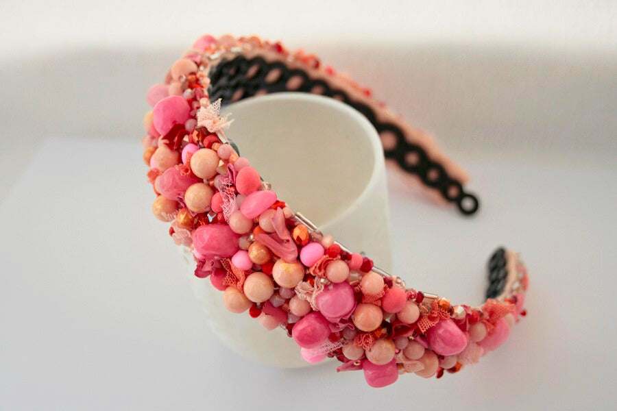 Cordeluță handmade cu jad roz „Rose Blush”