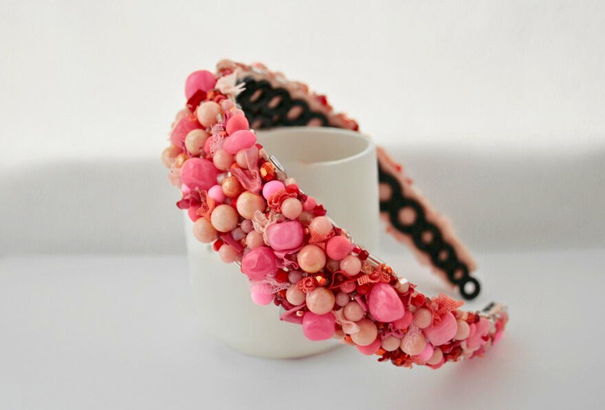 Cordeluță handmade cu jad roz „Rose Blush”