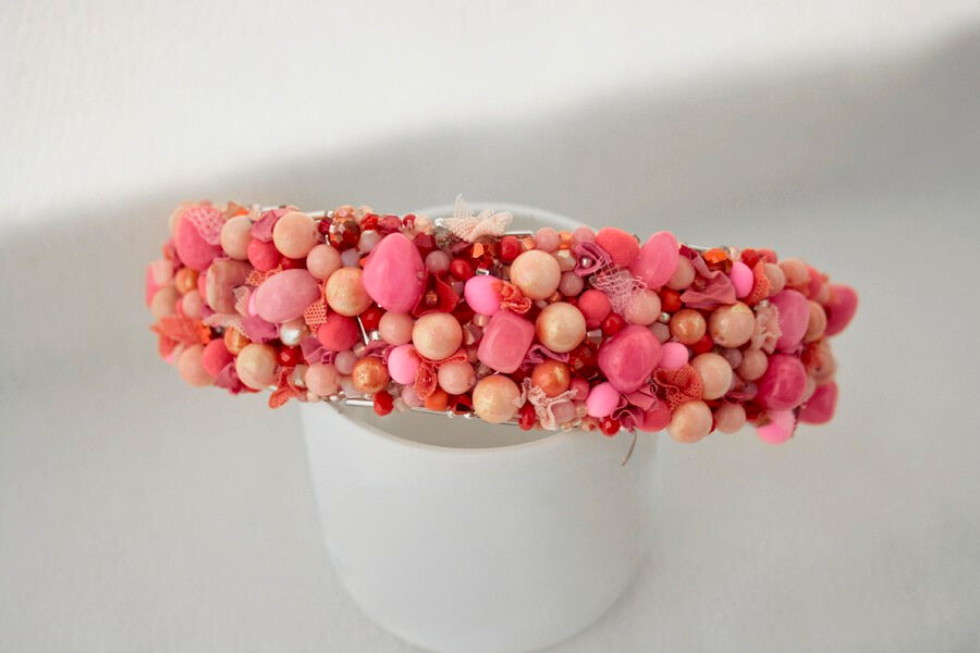 Cordeluță handmade cu jad roz „Rose Blush”
