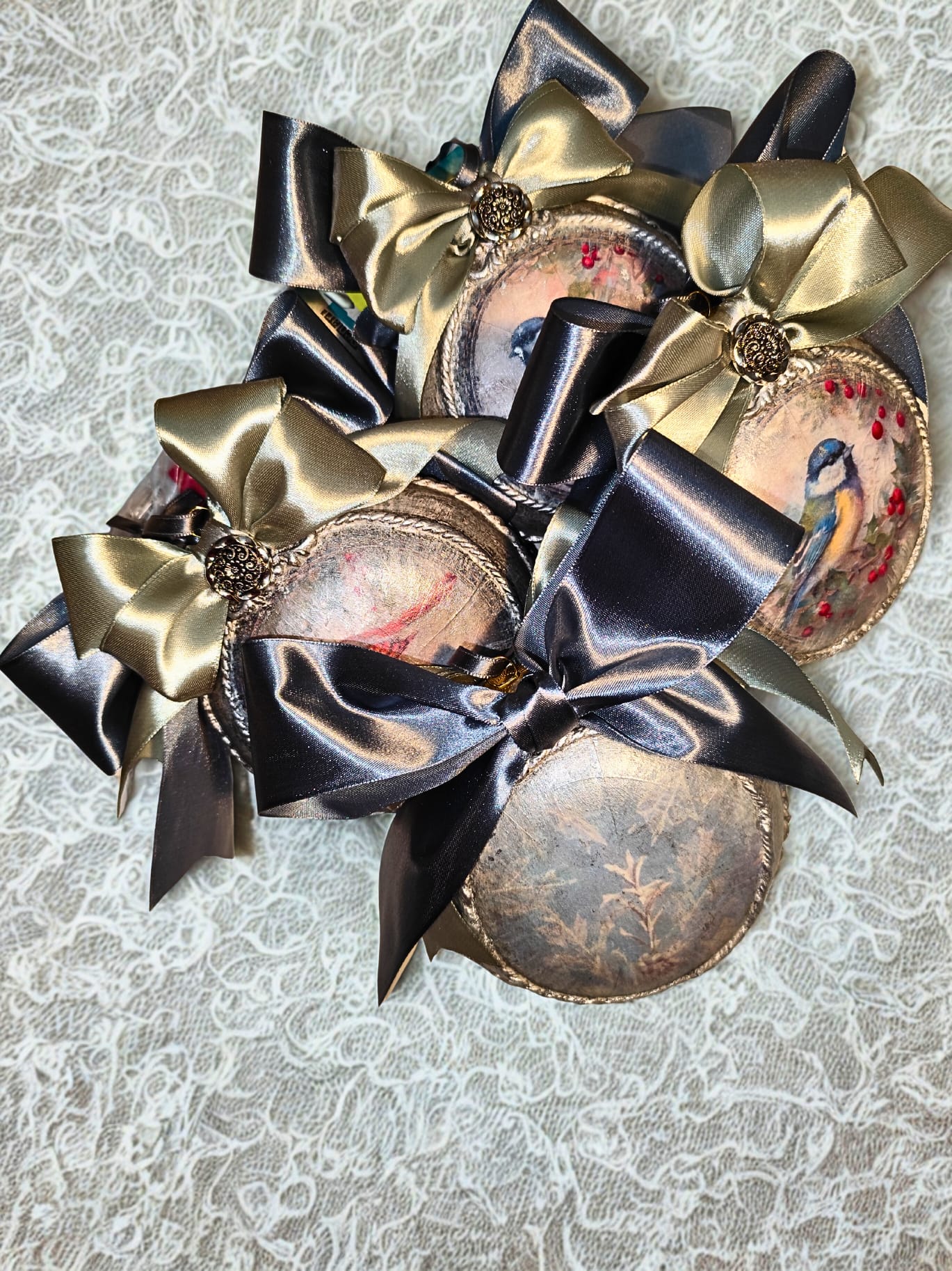 Set 4 globuri decorative handmade ediție luxury - Păsări