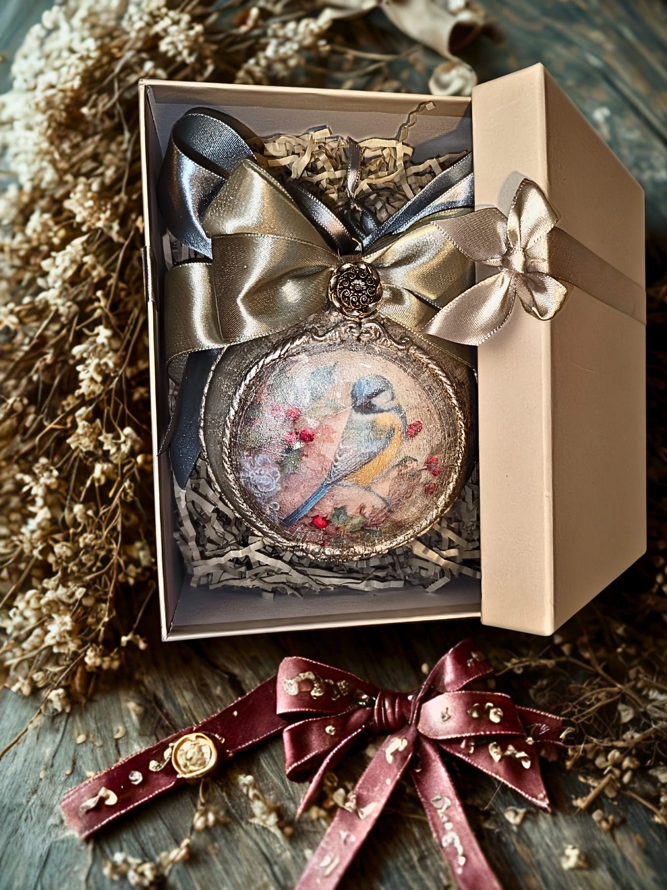 Set 4 globuri decorative handmade ediție luxury - Păsări