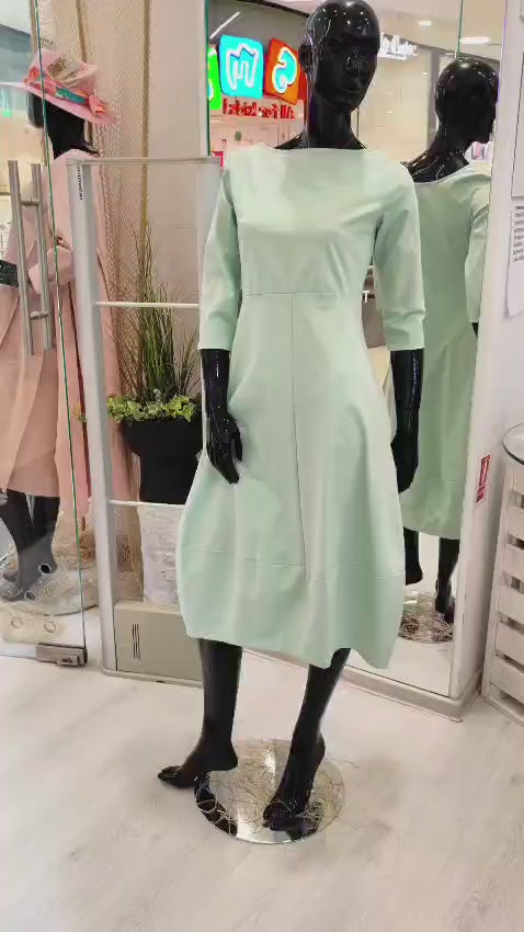 Rochie JnJ Couture roz pudrat/verdementă made in Italy